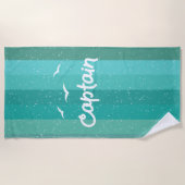 Serviette De Plage Capitaine du navire Nautical Blue Striped Striped (Devant)