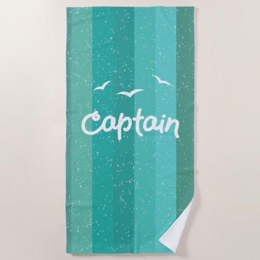 Serviette De Plage Capitaine du navire Nautical Blue Striped Striped (Devant)