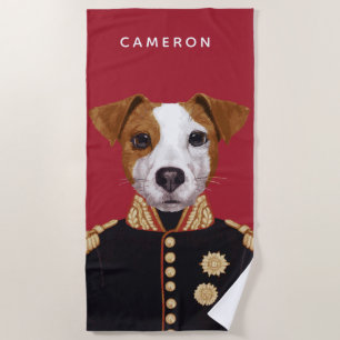 Serviette De Plage Capitaine Jack Russell ajoutent votre nom