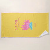 Serviette De Plage Capri Dolce Vita, Art Voyage, Jaune (Devant)