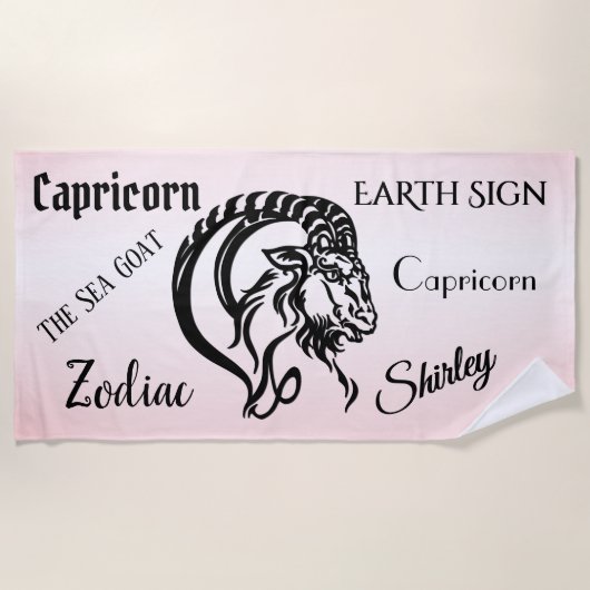 Serviette De Plage Capricorne personnel rose Zodiac (Devant)