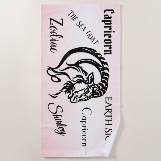 Serviette De Plage Capricorne personnel rose Zodiac (Devant)