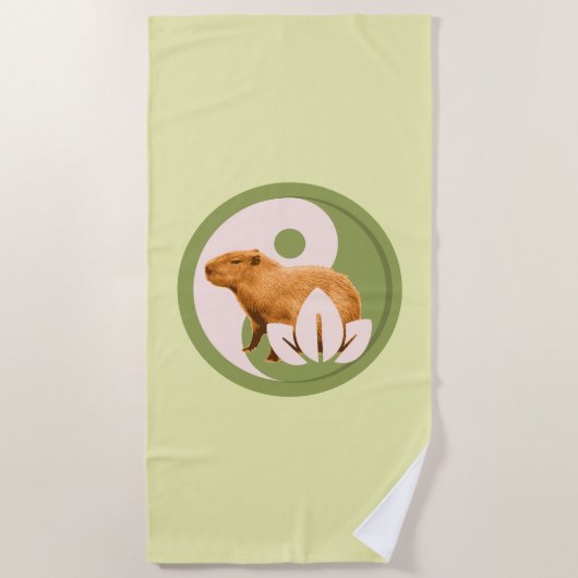 Serviette De Plage Capybara Zen Yin Yang Nature Paisible (Devant)