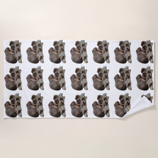 Serviette De Plage Capybaras De Mère Et De Bébé, (Devant)