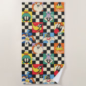 Serviette De Plage Caractères LOONEY TUNES™ sur Checker noir et blanc (Devant)