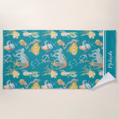 Serviette De Plage Caractères océaniques de sirène salée et douce (Devant)