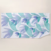 Serviette De Plage Caraibes bleu vert Aquarelle Fleurs d'émerveilleme (Devant)