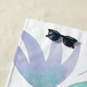 Serviette De Plage Caraibes bleu vert Aquarelle Fleurs d'émerveilleme (En situation)
