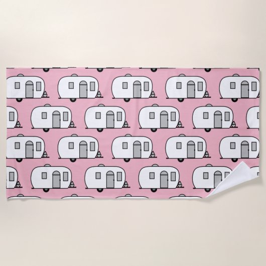 Serviette De Plage caravane vintage classique arrondie (Devant)
