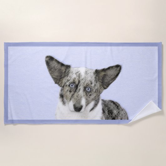 Serviette De Plage Cardigan Welsh Corgi Peinture - Art Chien original (Devant)