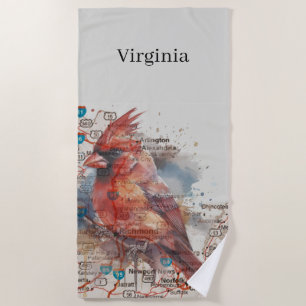 Serviette De Plage Cardinal sur Virginia Road Map