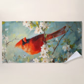 Serviette De Plage Cardinal White Fleuroming Art (Devant)