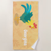 Serviette De Plage Caricature amusante du coq à rames (Devant)