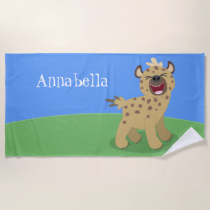Serviette De Plage Caricature amusante hyena riant illustration