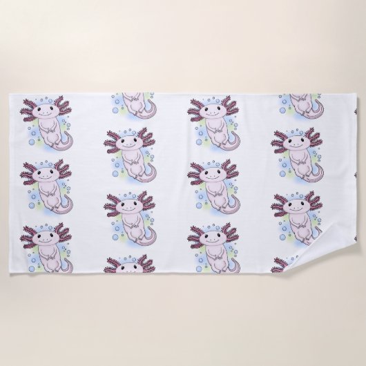 Serviette De Plage Caricature axolotl rose adorable (Devant)
