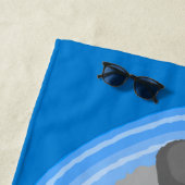 Serviette De Plage Caricature bleu loutre de mer joyeux (En situation)