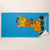 Serviette De Plage Caricature Cute Giraffe Safari Nom de la jungle Bl (Devant)