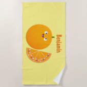 Serviette De Plage Caricature d'agrumes d'orange (Devant)