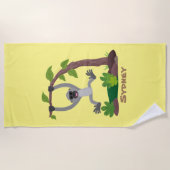Serviette De Plage Caricature de bande de gibbon joyeux (Devant)
