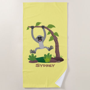 Serviette De Plage Caricature de bande de gibbon joyeux
