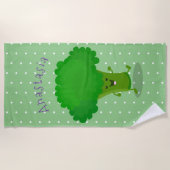 Serviette De Plage Caricature de brocoli dansant Cute kawaii (Devant)