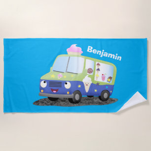 Serviette De Plage Caricature de camion de glace joli