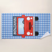 Serviette De Plage Caricature de camion livreur rouge mou (Devant)