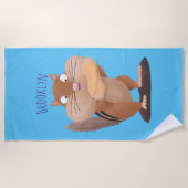 Serviette De Plage Caricature de chipmunk à grosses joues mignonnes (Devant)