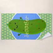 Serviette De Plage Caricature de concombre vert mou (Devant)