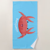 Serviette De Plage Caricature de crabe rouge cuite (Devant)