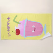 Serviette De Plage Caricature de crème glacée de fraise mignonne (Devant)
