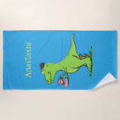 Serviette De Plage Caricature de dinosaure vert t rex (Devant)