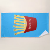 Serviette De Plage Caricature de frites Cute kawaii fast food (Devant)