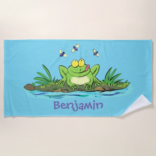 Serviette De Plage Caricature de grenouille vert mignon (Devant)