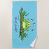 Serviette De Plage Caricature de grenouille vert mignon (Devant)
