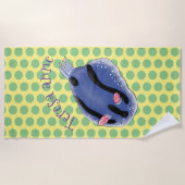 Serviette De Plage Caricature de limon bleu nudibranche (Devant)