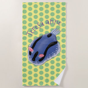 Serviette De Plage Caricature de limon bleu nudibranche