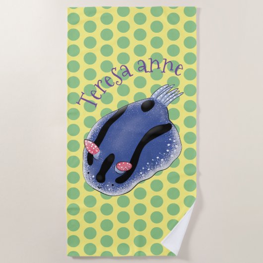 Serviette De Plage Caricature de limon bleu nudibranche (Devant)