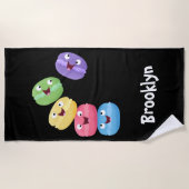 Serviette De Plage Caricature de macarons drôle plage à (Devant)