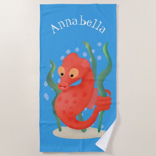 Serviette De Plage Caricature d'hippocampe pygmée (Devant)