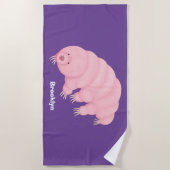 Serviette De Plage Caricature d'ours d'eau tardigrade rose mignon (Devant)