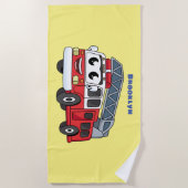 Serviette De Plage Caricature du moteur de feu joyeux (Devant)