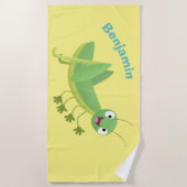 Serviette De Plage Caricature d'une pâtisserie joyeux verte (Devant)