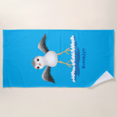 Serviette De Plage Caricature en bécasseau mignon (Devant)