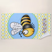 Serviette De Plage Caricature en jaune d'abeille volante mignonne (Devant)