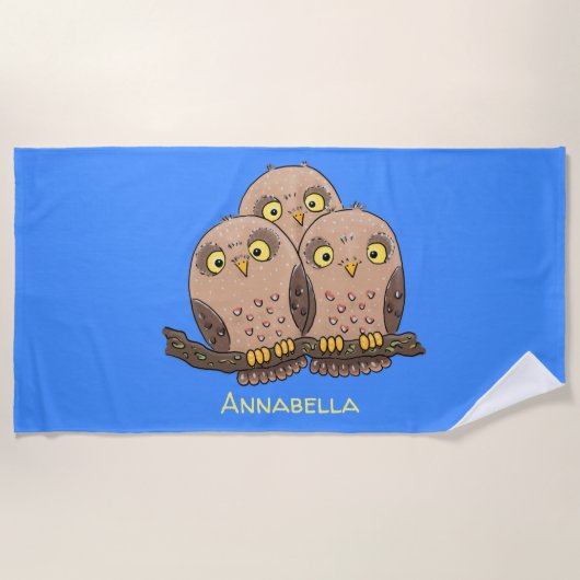 Serviette De Plage Caricature en trio de chouette (Devant)