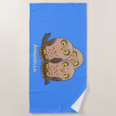 Serviette De Plage Caricature en trio de chouette (Devant)