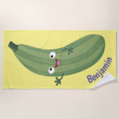 Serviette De Plage Caricature joyeux de courgettes mignonnes (Devant)