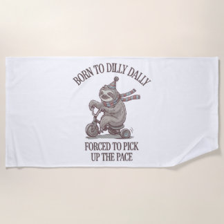 Serviette De Plage Caricature moto Lazy Sloth Retro