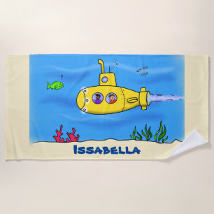 Serviette De Plage Caricature sous-marine joyeuse